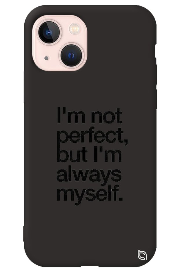 iPhone 13 Black Color Premium Velvet Inside Myself Patterned Silicone Phone Case