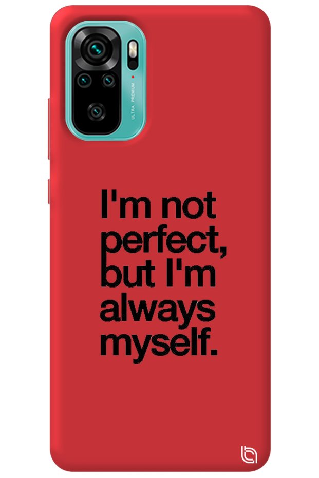 Xiaomi Redmi Note 10 Red Color Premium Velvet Inside Myself Patterned Silicone Phone Case