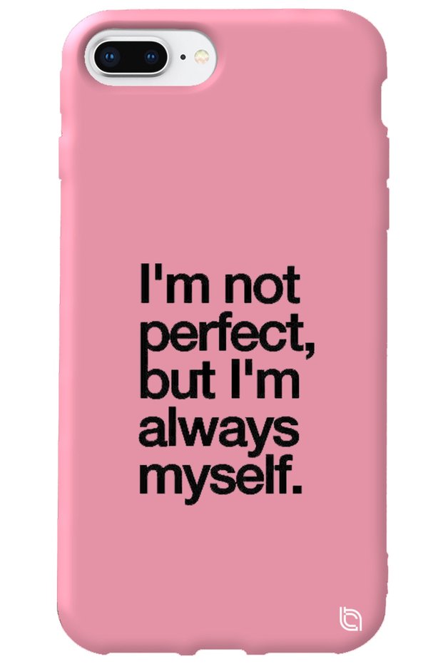 iPhone 8 Plus Pink Color Premium Velvet Inside Myself Patterned Silicone Phone Case