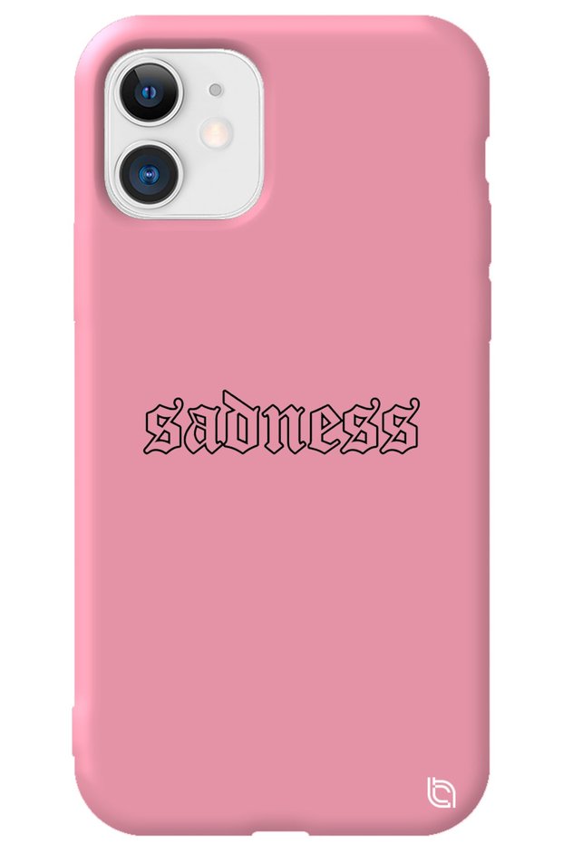 iPhone 11 Pink Color Premium Velvet Inside Sadness Patterned Silicone Phone Case