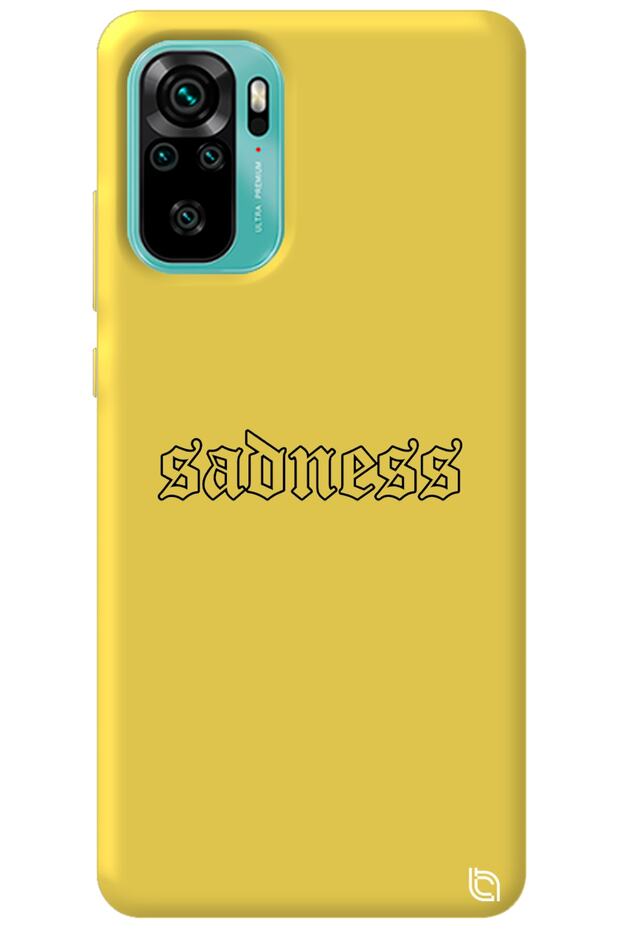 Xiaomi Redmi Note 10 Yellow Color Premium Velvet Inside Sadness Patterned Silicone Phone Case