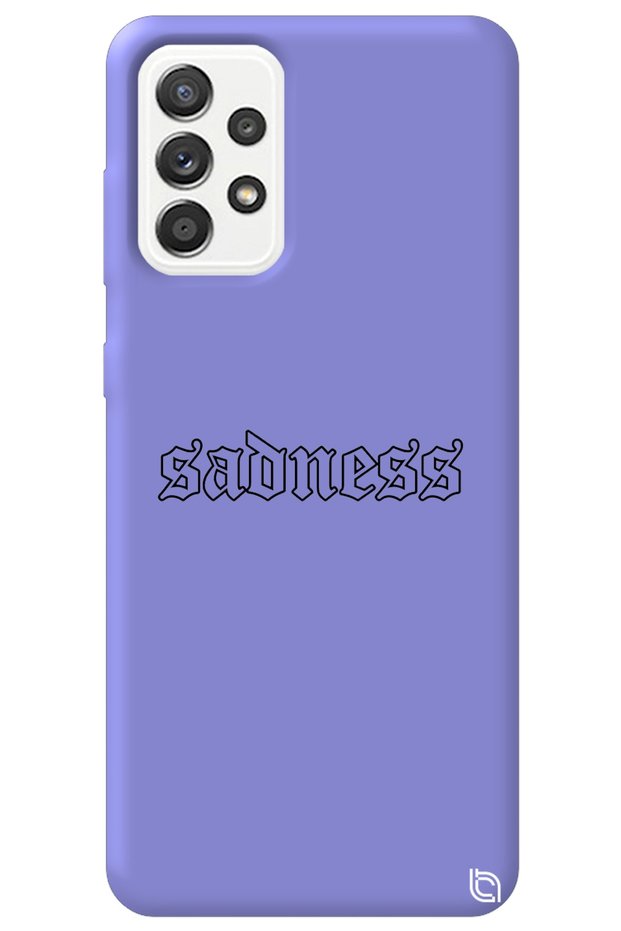 Samsung Galaxy A72 Lilac Color Premium Velvet Inside Sadness Patterned Silicone Phone Case