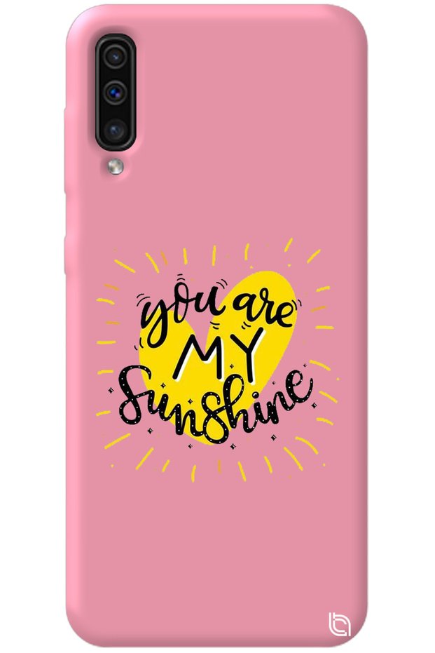 Samsung Galaxy A70 Pink Color Premium Velvet Inside Sunshine Patterned Silicone Phone Case