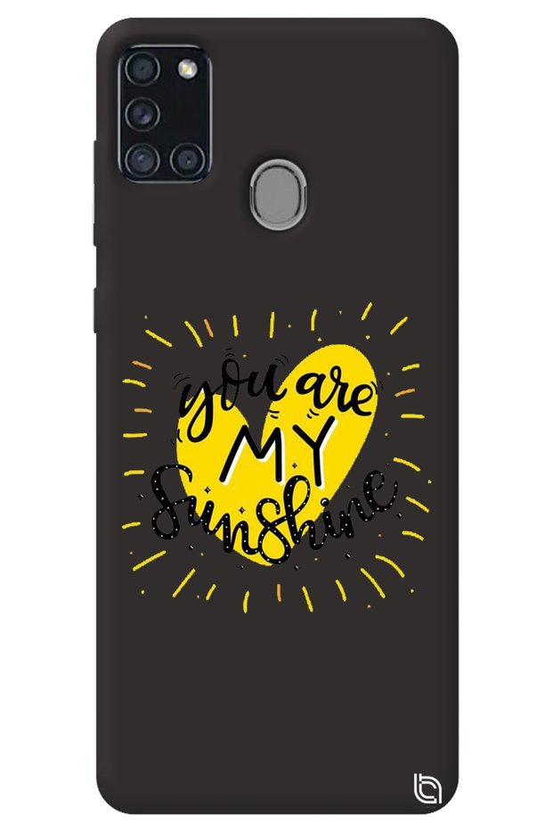 Samsung A21S Black Color Premium Velvet Inside Sunshine Patterned Silicone Phone Case