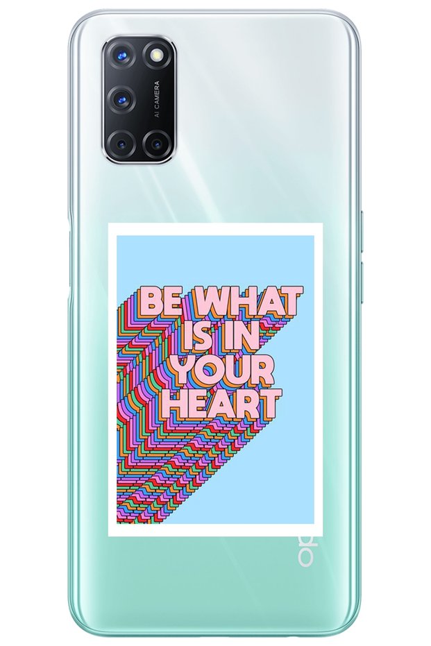 Patterned Transparent Silicone Phone Case for Oppo A72 Heart Pattern