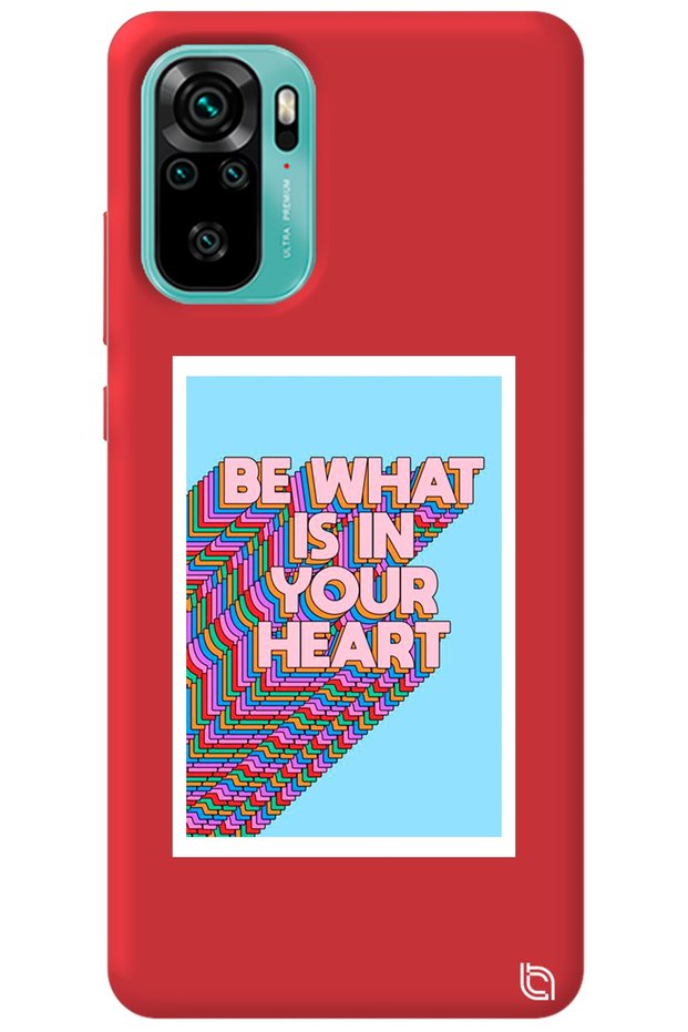 Xiaomi Redmi Note 10S Red Color Premium Velvet Heart Patterned Silicone Phone Case