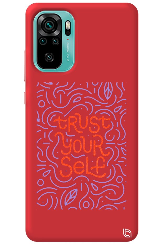 Xiaomi Redmi Note 10 Red Color Premium Velvet Inside Trust Patterned Silicone Phone Case