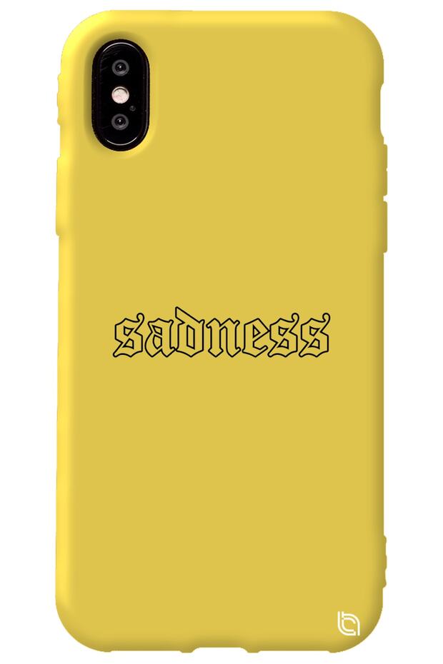iPhone XS Yellow Color Premium Velvet Inside Sadness Patterned Silicone Phone Case