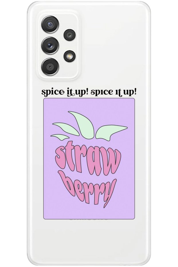 Samsung A52 Strawberry Pattern Patterned Transparent Silicone Phone Case