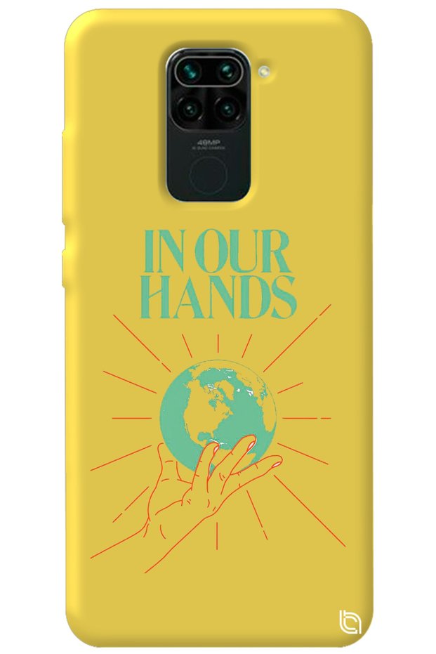 Xiaomi Redmi Note 9 Yellow Color Premium Velvet Inside World Patterned Silicone Phone Case