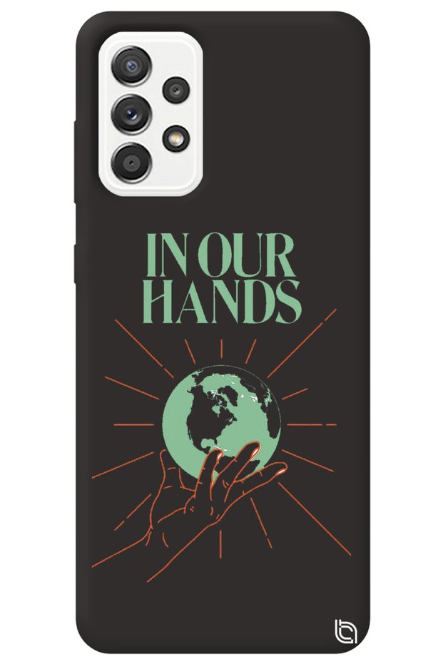 Samsung Galaxy A52 Black Color Premium Velvet Inside World Patterned Silicone Phone Case