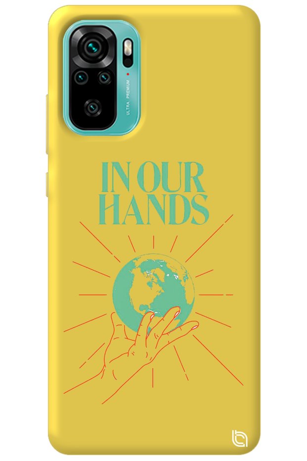 Xiaomi Redmi Note 10 Yellow Color Premium Velvet Inside World Patterned Silicone Phone Case