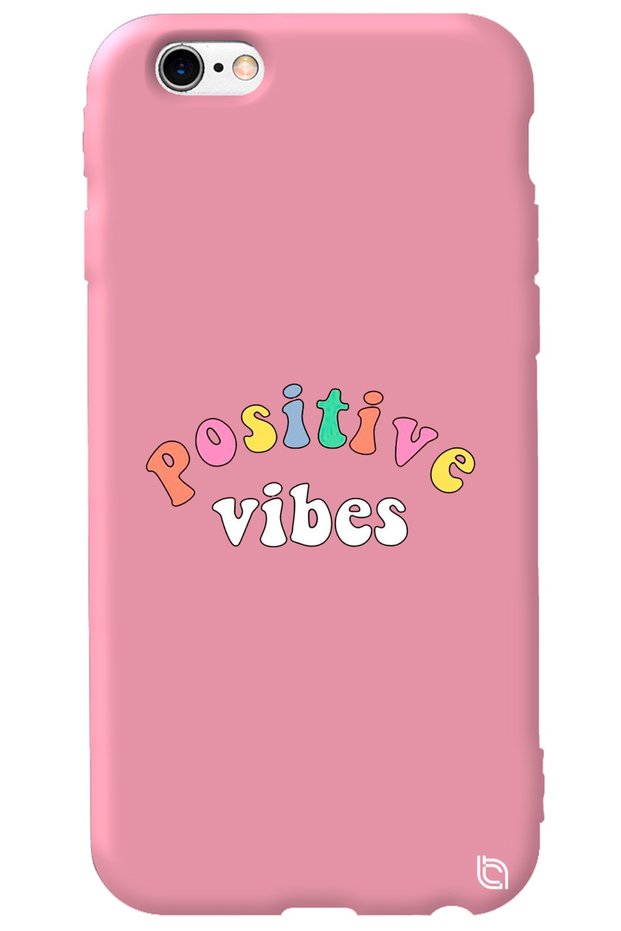 Iphone 6 6s Pink Color Premium Silicone Phone Case with Velvet Inside Positive Pattern