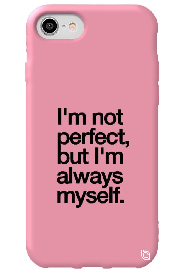 iPhone 7 Pink Color Premium Velvet Inside Myself Patterned Silicone Phone Case