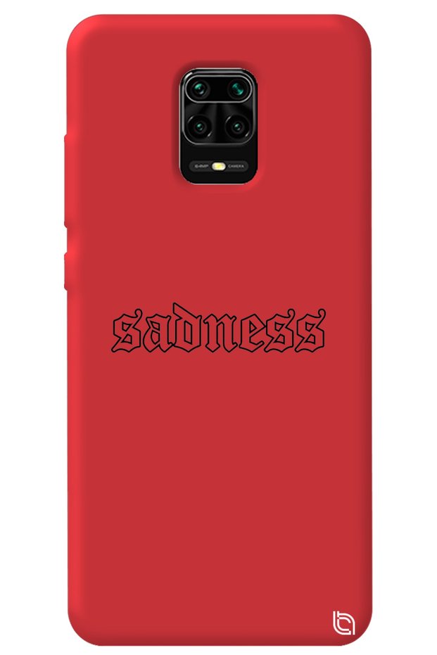 Xiaomi Redmi Note 9 Pro Compatible Red Premium Inside Velvet Sadness Patterned Silicone Phone Case