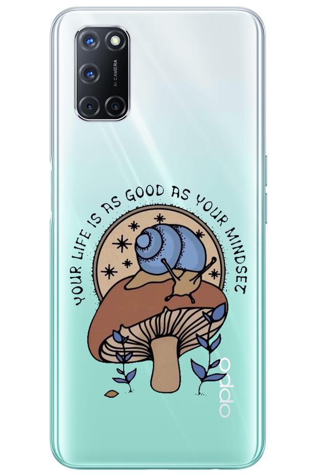 Oppo A72 Transparent Silicone Phone Case with Mushroom Pattern Pattern