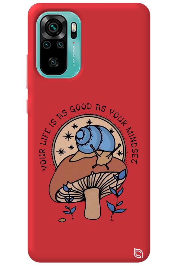 Xiaomi Redmi Note 10 Red Color Premium Velvet Inside Mushroom Pattern Silicone Phone Case