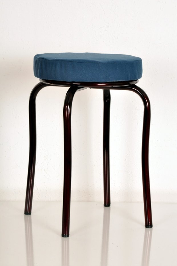 8 Pieces Navy Blue Thai Feather Fabric Claret Red Profile Octopus Stool Metal Stool Kitchen Stool