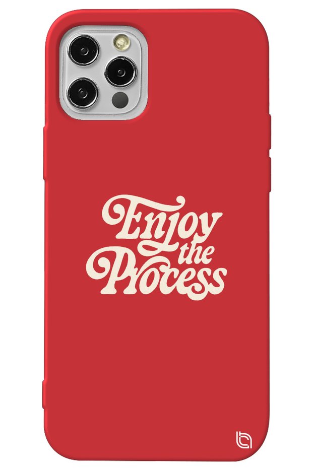 iPhone 13 Pro Red Color Premium Enjoy Patterned Silicone Phone Case with Velvet Inside