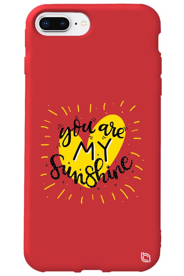 iPhone 8 Plus Red Color Premium Velvet Inside Sunshine Patterned Silicone Phone Case