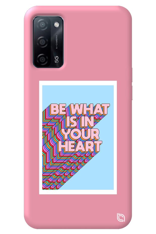Oppo A52 Pink Color Premium Velvet Heart Patterned Silicone Phone Case