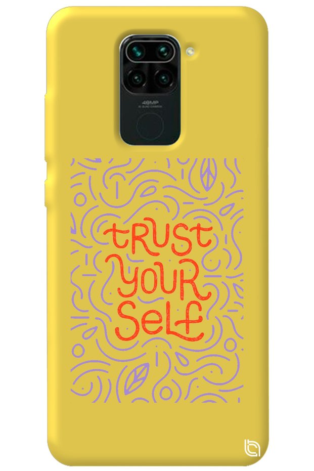 Xiaomi Redmi Note 9 Yellow Color Premium Velvet Inside Trust Patterned Silicone Phone Case