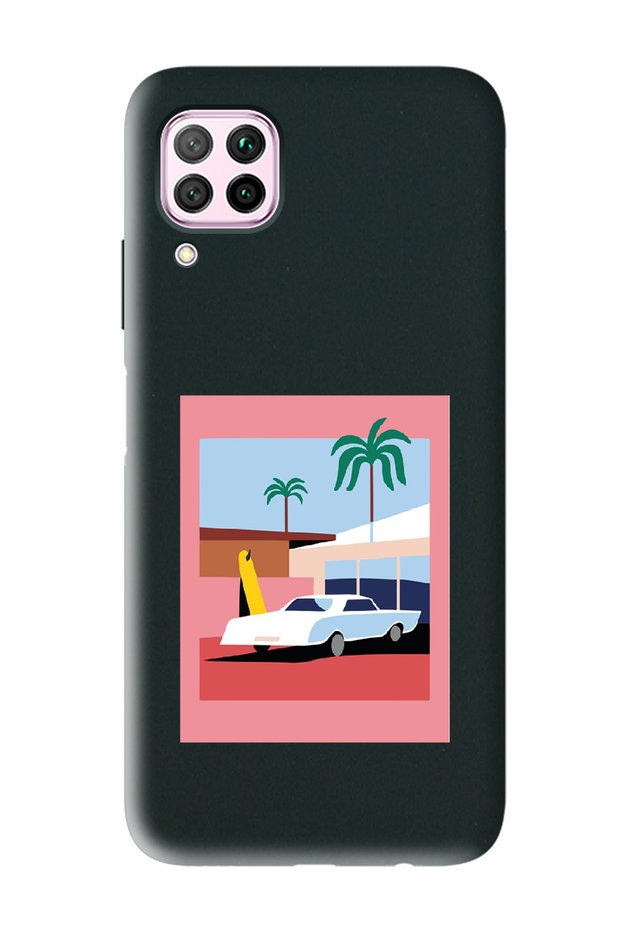حافظة هاتف متوافقة مع هاتف Huawei P40 Lite بتصميم Vice City باللون الأسود