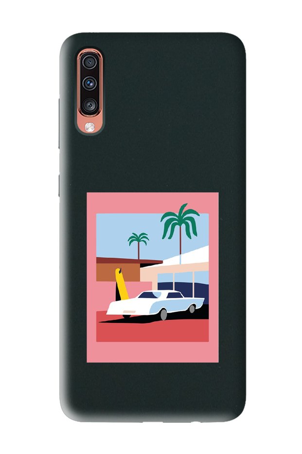 حافظة هاتف متوافقة مع هاتف Samsung A70 بتصميم Vice City باللون الأسود