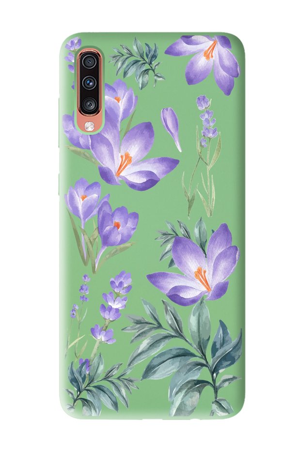 Green Launch Phone Case with Winter Flower Design Compatible with Samsung A70