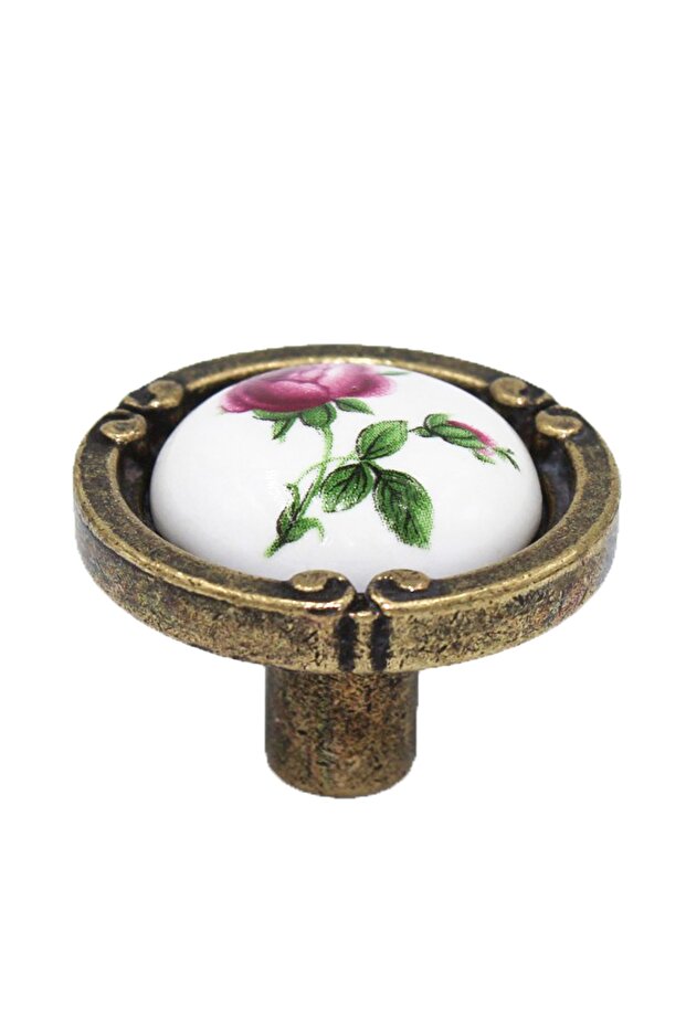 Porcelain Handle Cabinet Drawer Furniture Kitchen Kids Handle Emerald Button White