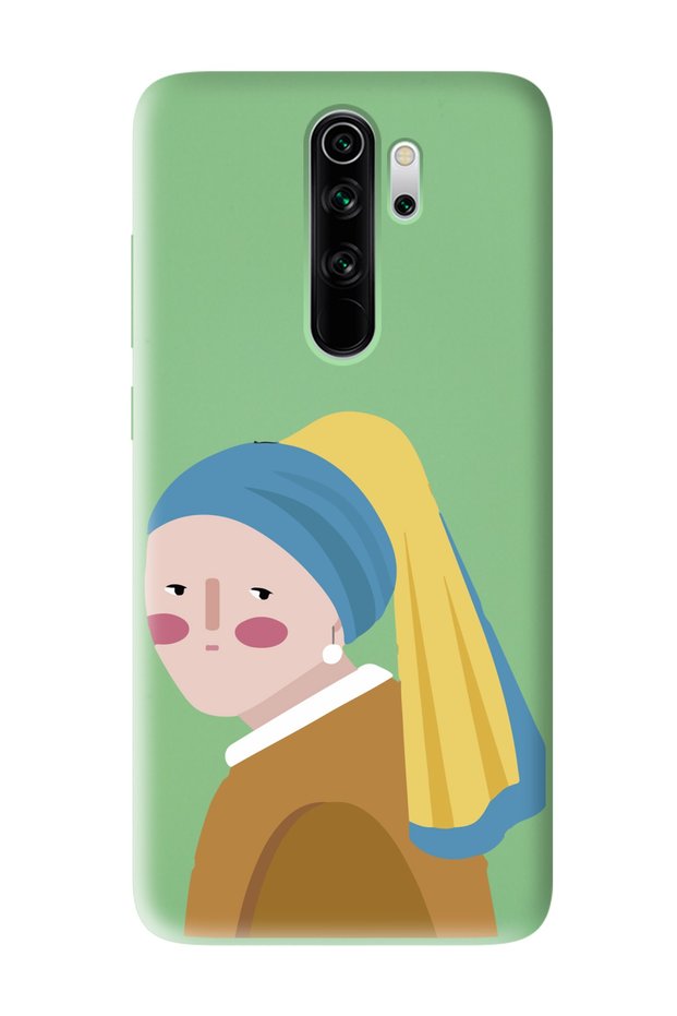 Xiaomi Redmi Note 8 Pro Compatible Pearl Earring Girl Design Green Launch Phone Case