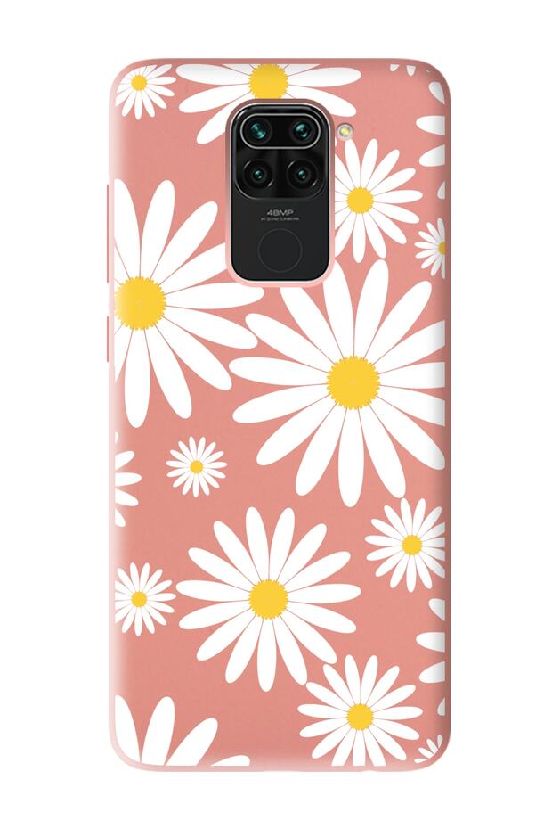Xiaomi Redmi Note 9 Compatible Big Daisy Design Powder Launch Phone Case