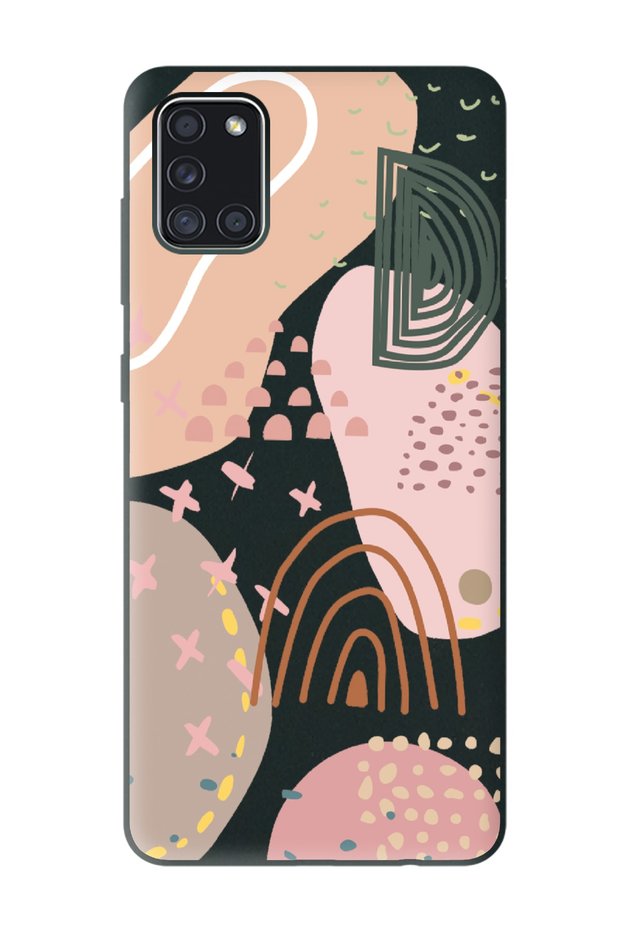 حافظة هاتف إطلاق سوداء بتصميم Line Art متوافقة مع هاتف Samsung A31