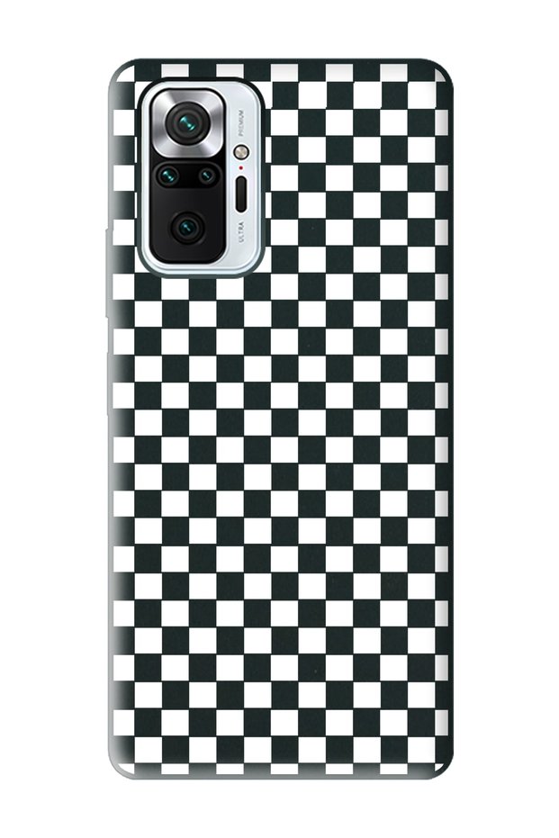 حافظة هاتف Xiaomi Redmi Note 10 Pro - Max متوافقة مع تصميم الشطرنج باللون الأسود