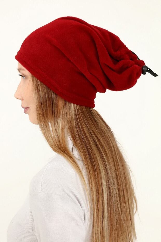Unisex Red Fleece Neck Collar and Beret