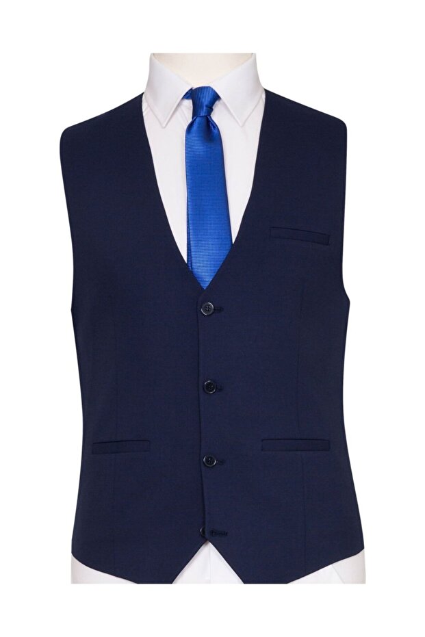 Slim Fit Tek Yelek Lacivert - 1
