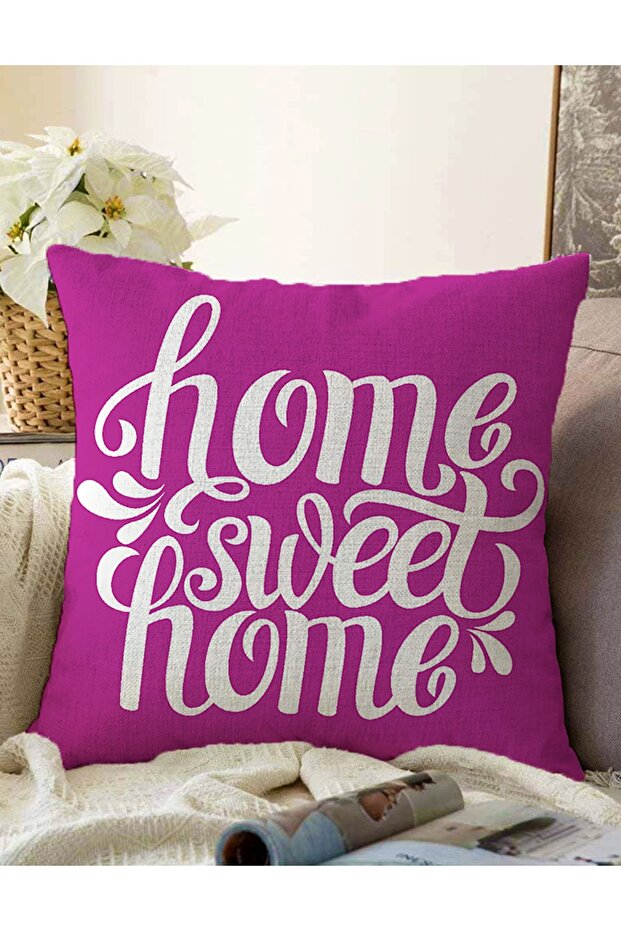Home Sweet Home Double Sided Digital Printed Decorative Raschel Knitted Pillow Throw Pillow Cover