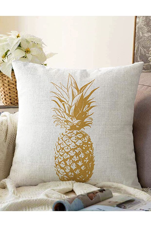 Gold Color Cactus Digital Printed Double Sided Raschel Knitted Pillow Throw Pillow Cover