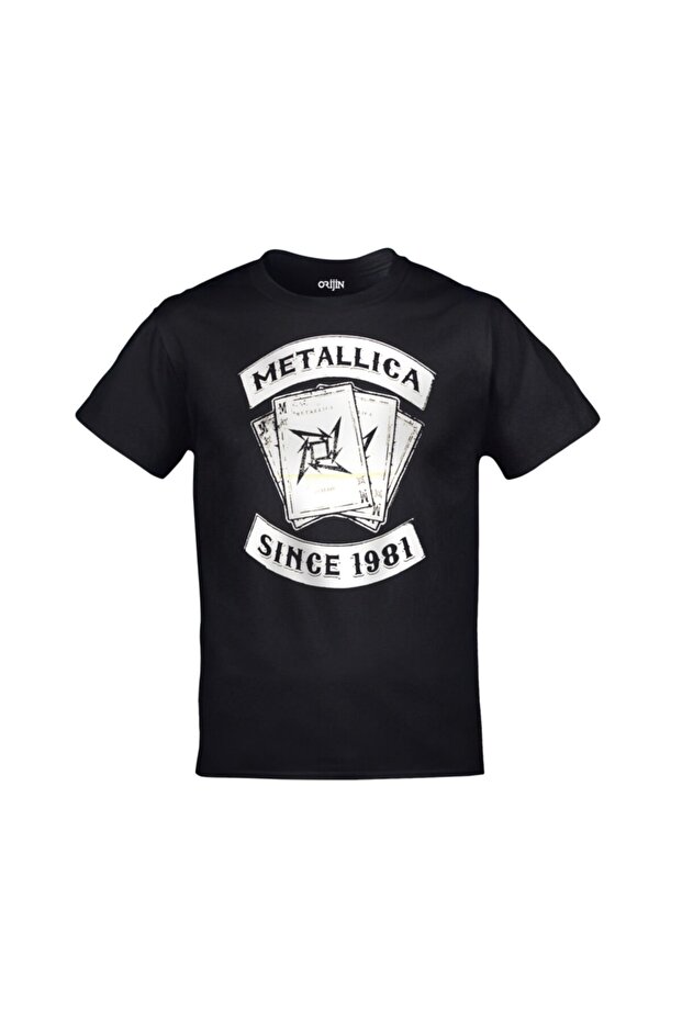 Unisex Black Metallica Since 1981 Card Printed T-shirt