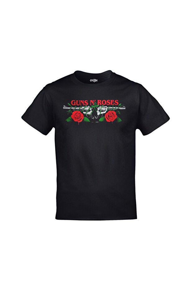 تيشيرت مطبوع عليه Guns N Roses باللون الأسود للجنسين