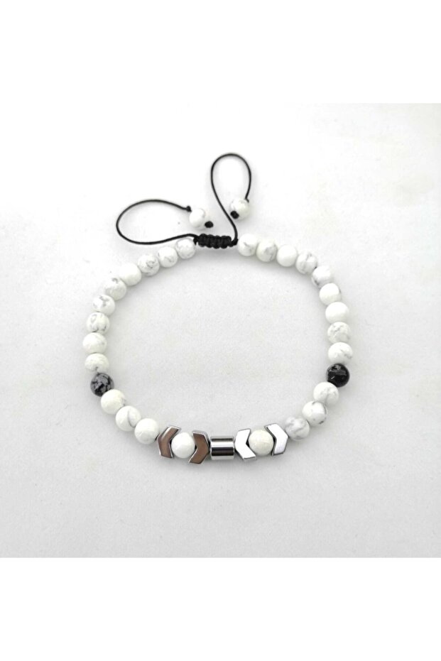 Certified Howlite - Snowy Obsidian - Hematite Special Design Bracelet