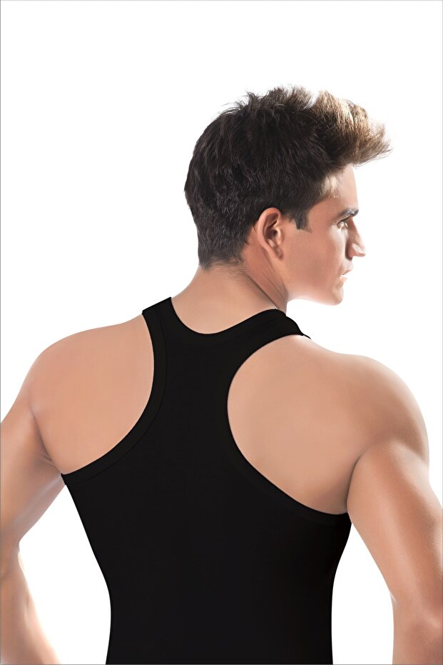 Men's Black Ribbed Athlete Undershirt