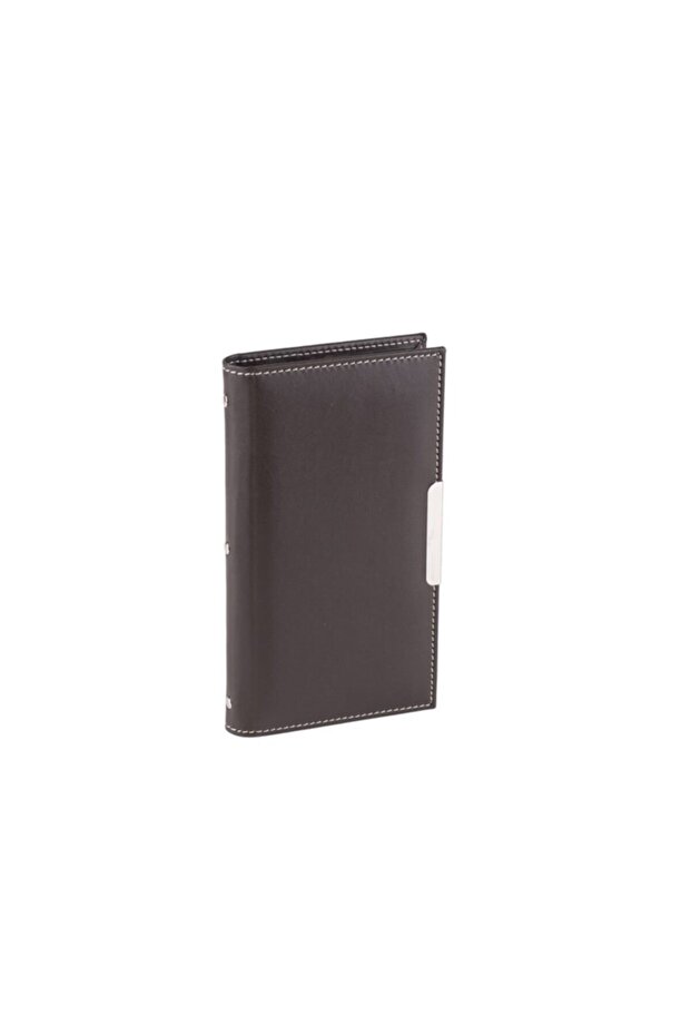 Business Card Album 3 Rows 144 Card Holders 12X21 Cm. Vegan Leather Brown