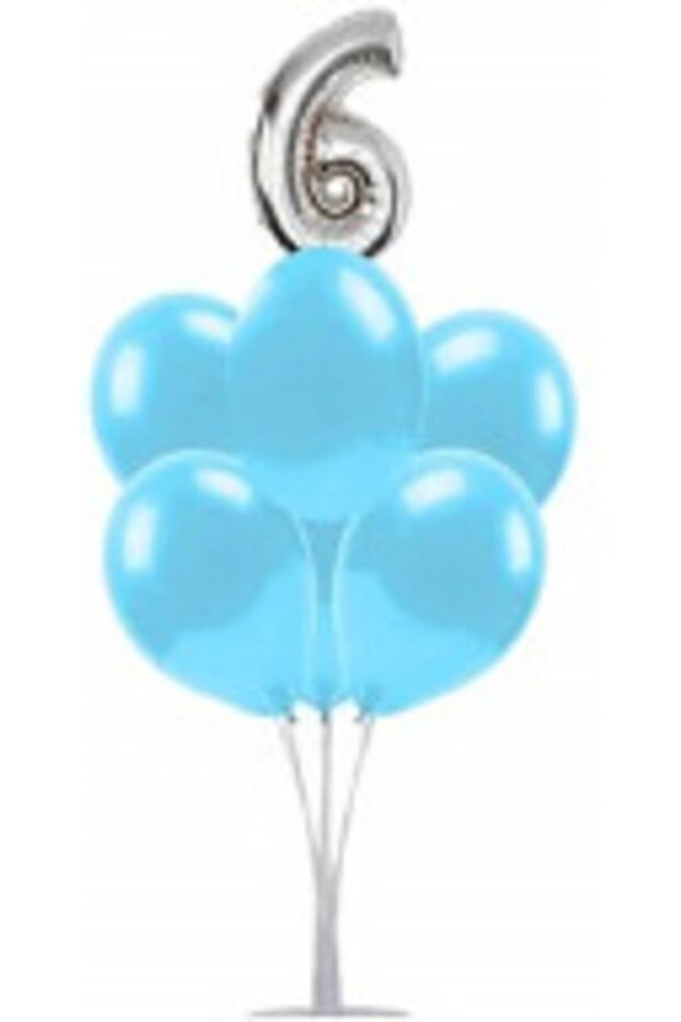 Blue 6 Number Balloon Stand