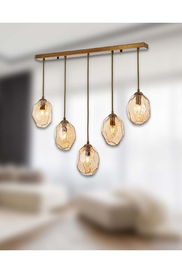 Yakut 5 Li Sarkıt Avize Sıralı - Eskitme - 2