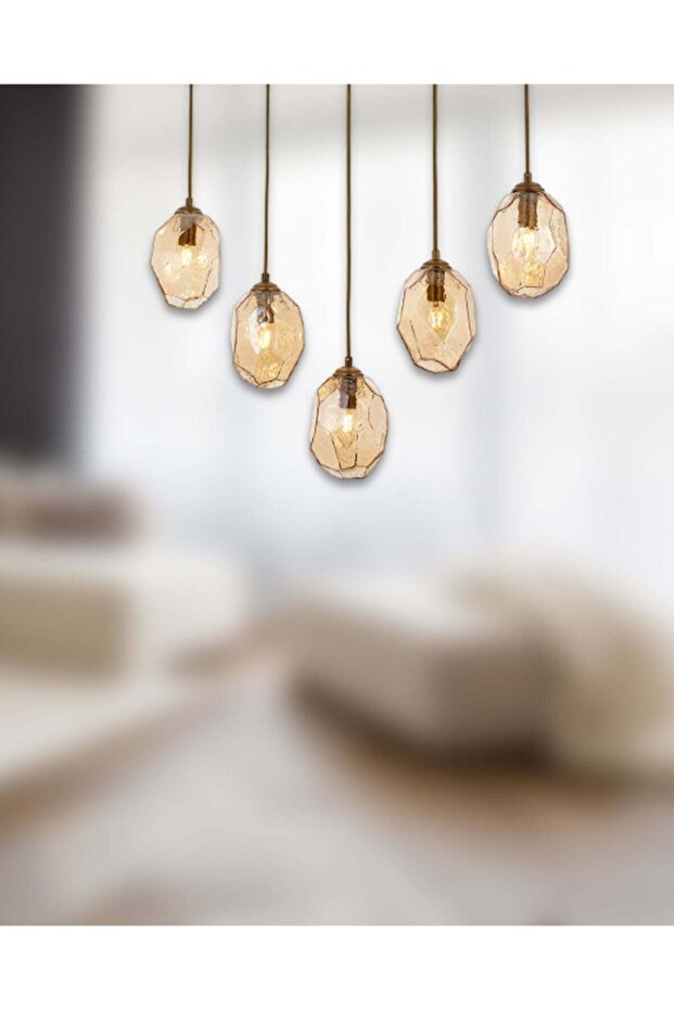 Yakut 5 Li Sarkıt Avize Sıralı - Eskitme - 3