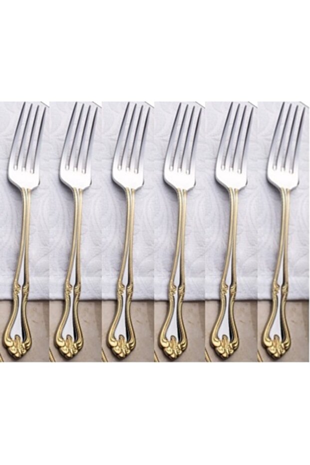 Lalezar Gold Dessert Fork Gold Plated 12 Pieces