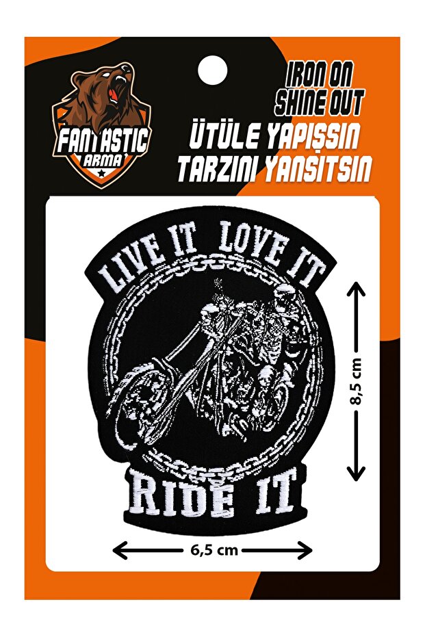 Iron-On Embroidered Patch Live It Love It - Ride It - Biker Patch
