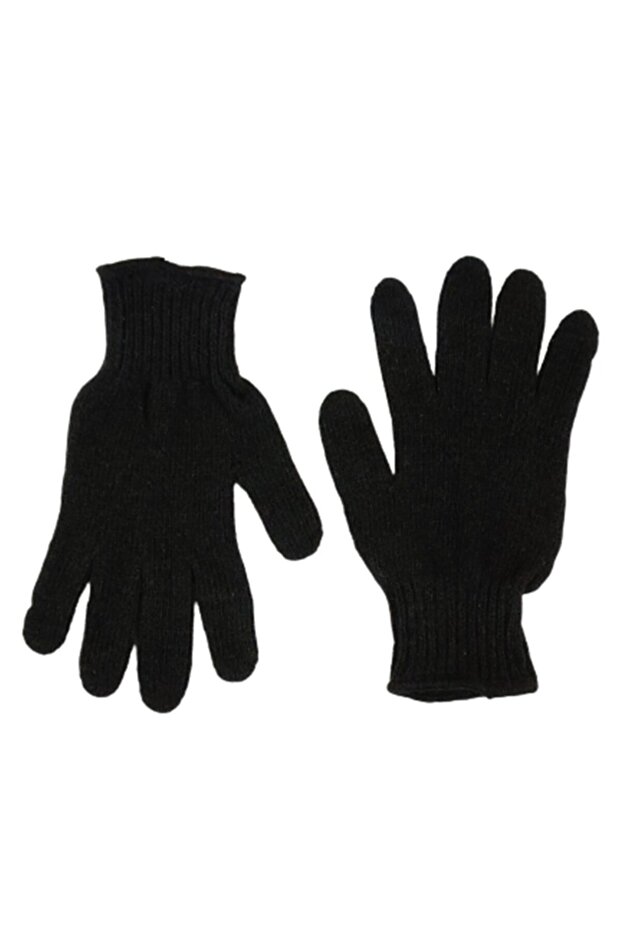 Erkek Kışlık Siyah Triko Örme Eldiven - 2