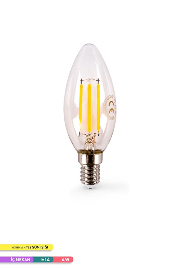 C35 Flamanlı Led Ampul 3000k Gün Işığı Rustik Mum Ampul 400lm 220-240v 4w E14 - 1